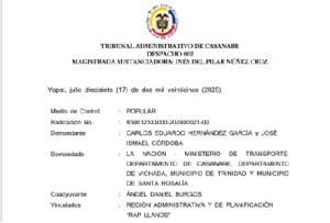 Tribunal de Casanare admite acción popular para agilizar interconexión entre Casanare y Vichada