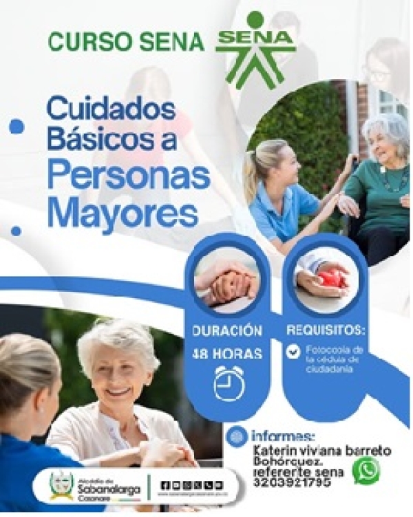 Sabanalarga abre curso presencial sobre cuidados básicos para adultos mayores