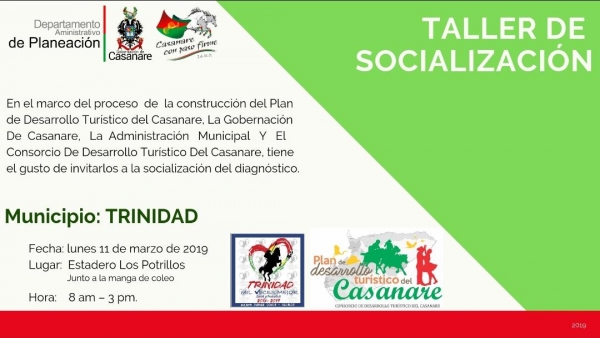 Socialización del Plan Departamental de Desarrollo Turístico en Sácama y Trinidad