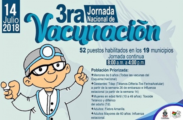 El sábado 14 de julio,Tercera Jornada Nacional de Vacunación