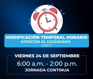 Este viernes 24 de septiembre, solo habrá atención al público de 6:00 a 2:00 pm e Alcaldía de Yopal