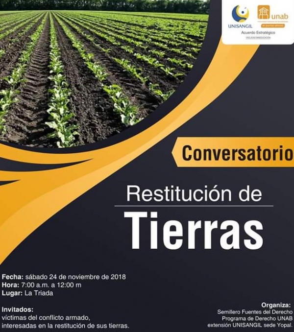 Conversatorio: Restitución de Tierras en Casanare éste sábado en La Triada