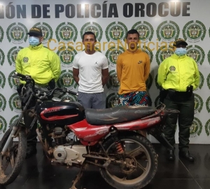 A la cárcel sujetos que se movilizaban en una moto hurtada en Orocuè