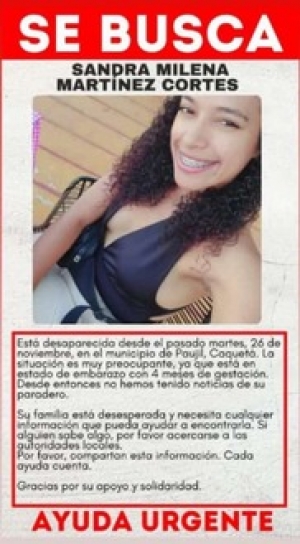 Autoridades busca mujer embarazada desaparecida en Paujil, Caquetá