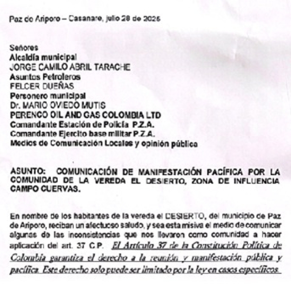 Anuncian una protesta en El Desierto