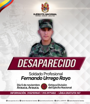 Ejército Nacional reportó la desaparición de un soldado en Arauca