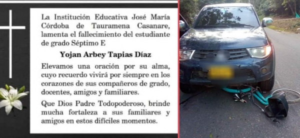 Falleció niño de 13 años de edad después de sufrir un accidente de tránsito en Tauramena