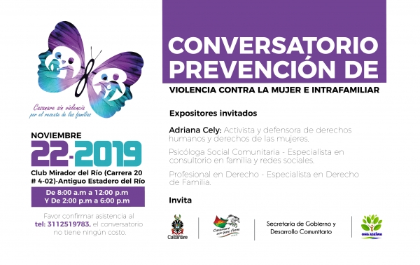 Este viernes, Conversatorio para prevenir la violencia contra la mujer y violencia intrafamiliar