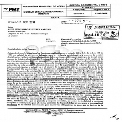 Personería de Yopal cuestiona contrato de alquiler de iluminación navideña de la Alcaldía