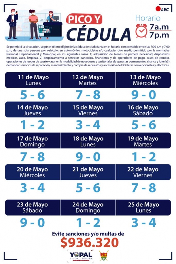 Alcaldìa extendió Pico y Cédula para Yopal hasta el 25 de mayo