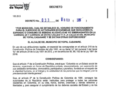 Administración de Yopal establece nuevos horarios para establecimientos nocturnos en la zona de la carrera 29